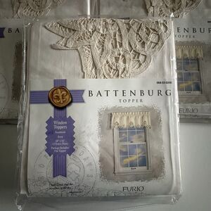 Vtg Battenburg Lace Window Topper Valence 3 NEW In Package 60x14 Furio Ecru